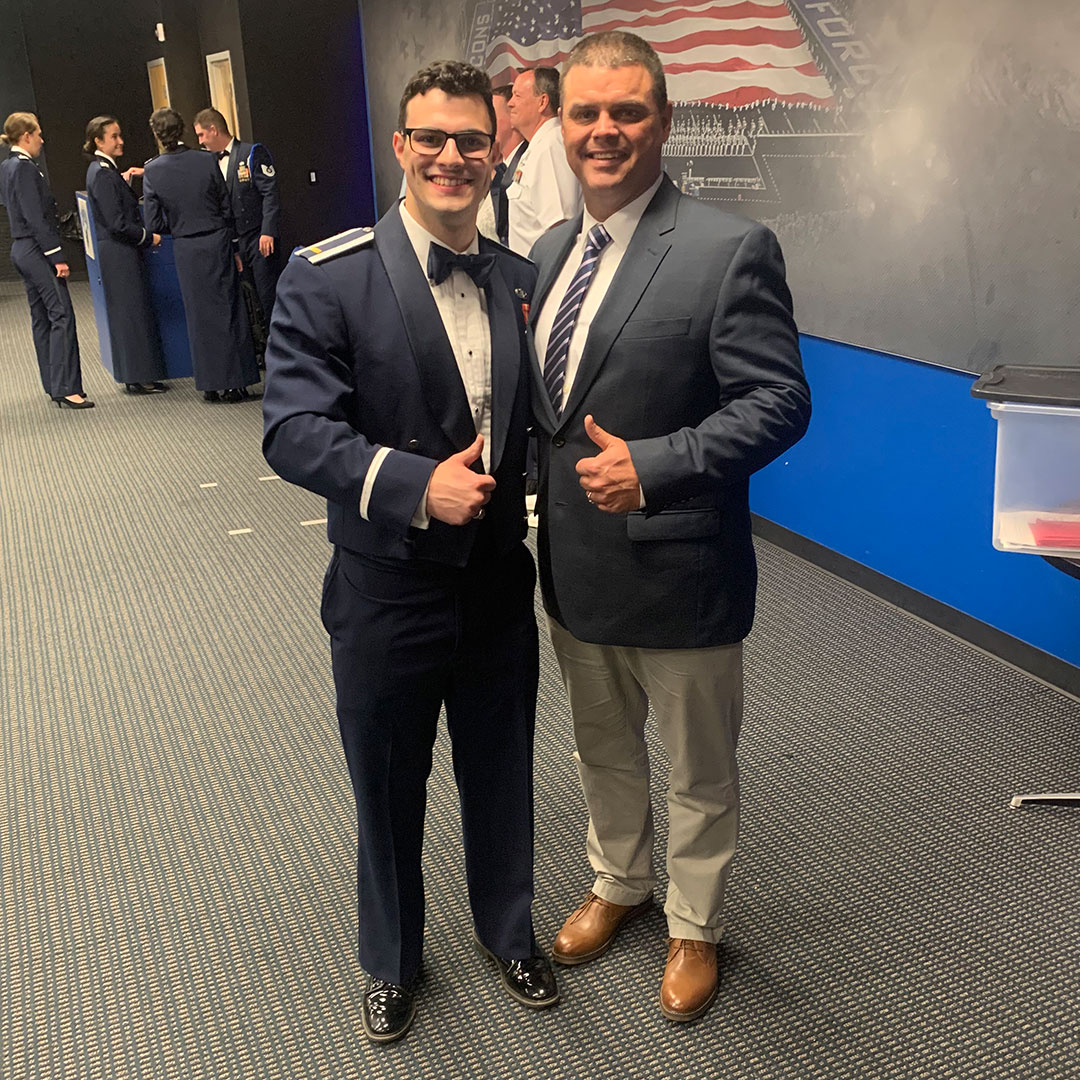 Joshua Henriques (left) with MAJ Gary Leydig, celebrating Josh's graduation from the US Air Force Academy.