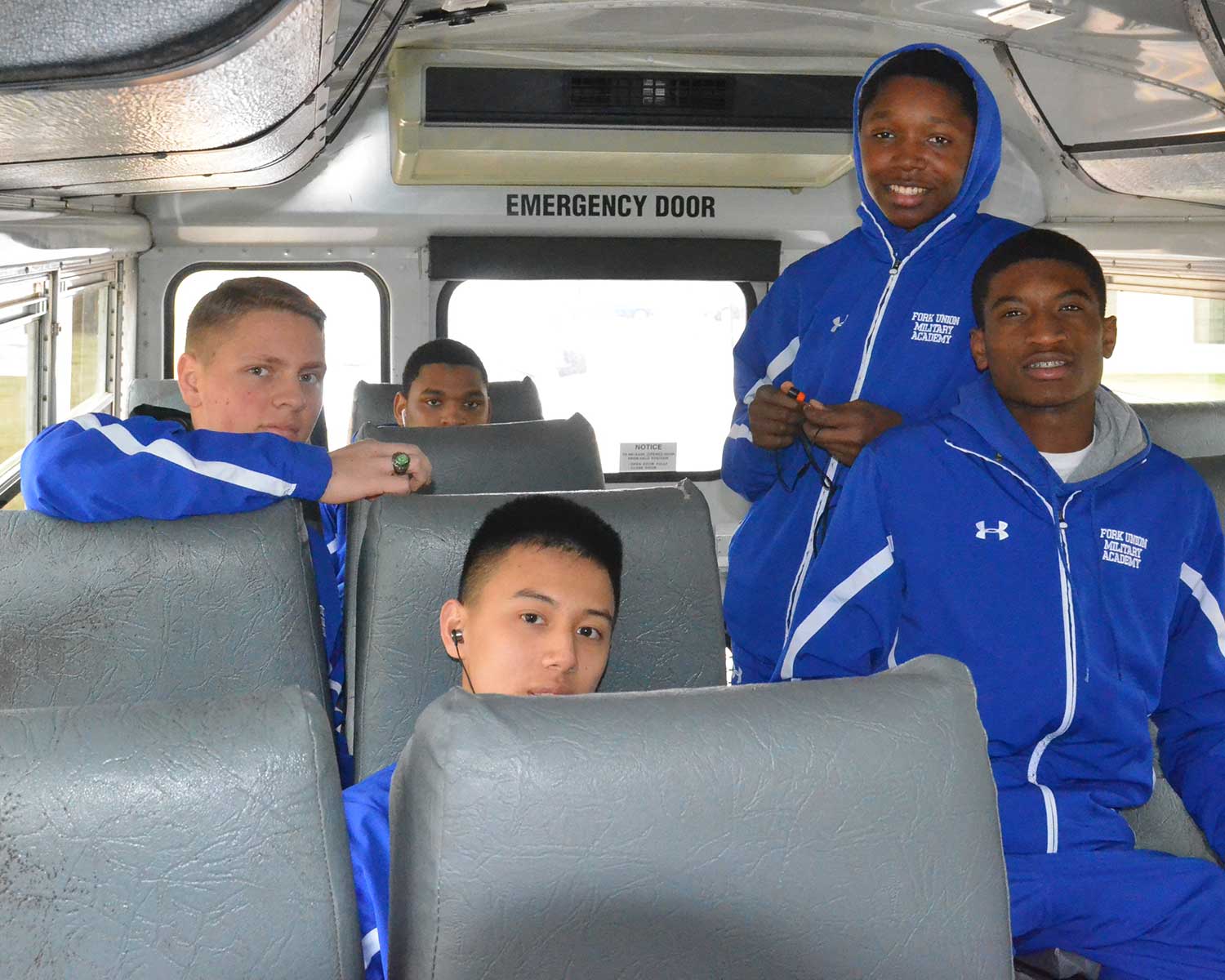 Cadets on shuttle bus