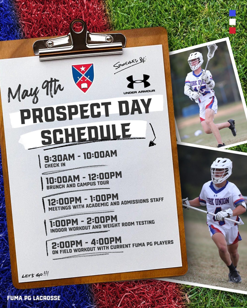 Schedule for Postgraduate Lacrosse Prospect Day on May 9, 2026