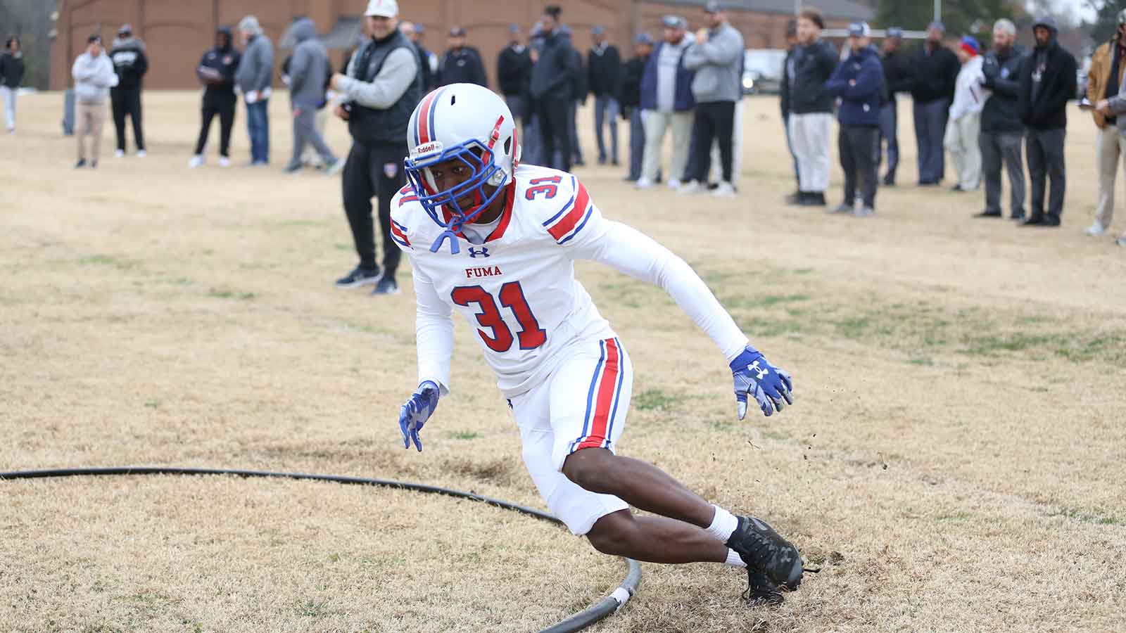 Dozens of top college coaches and recruiters come to Fork Union to observe players froom Fork Union Military Academy's postgraduate football program drill and compete in live games.